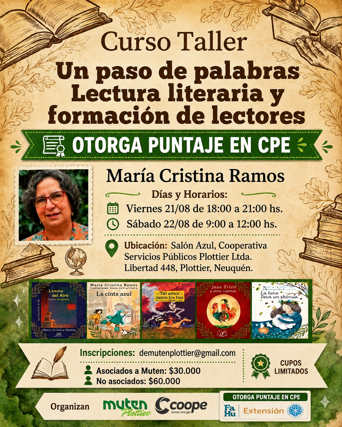 Curso Taller Un Paso de Palabras - María Cristina Ramos - MUTEN Plottier