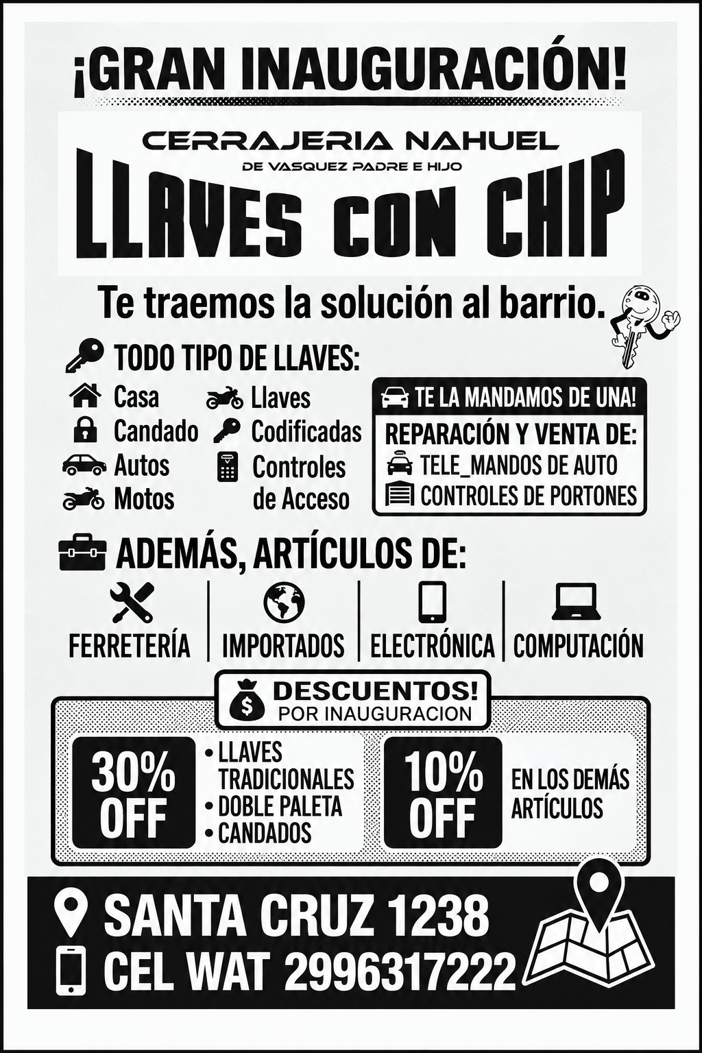 Flyer Gran Inauguración Cerrajería Nahuel
