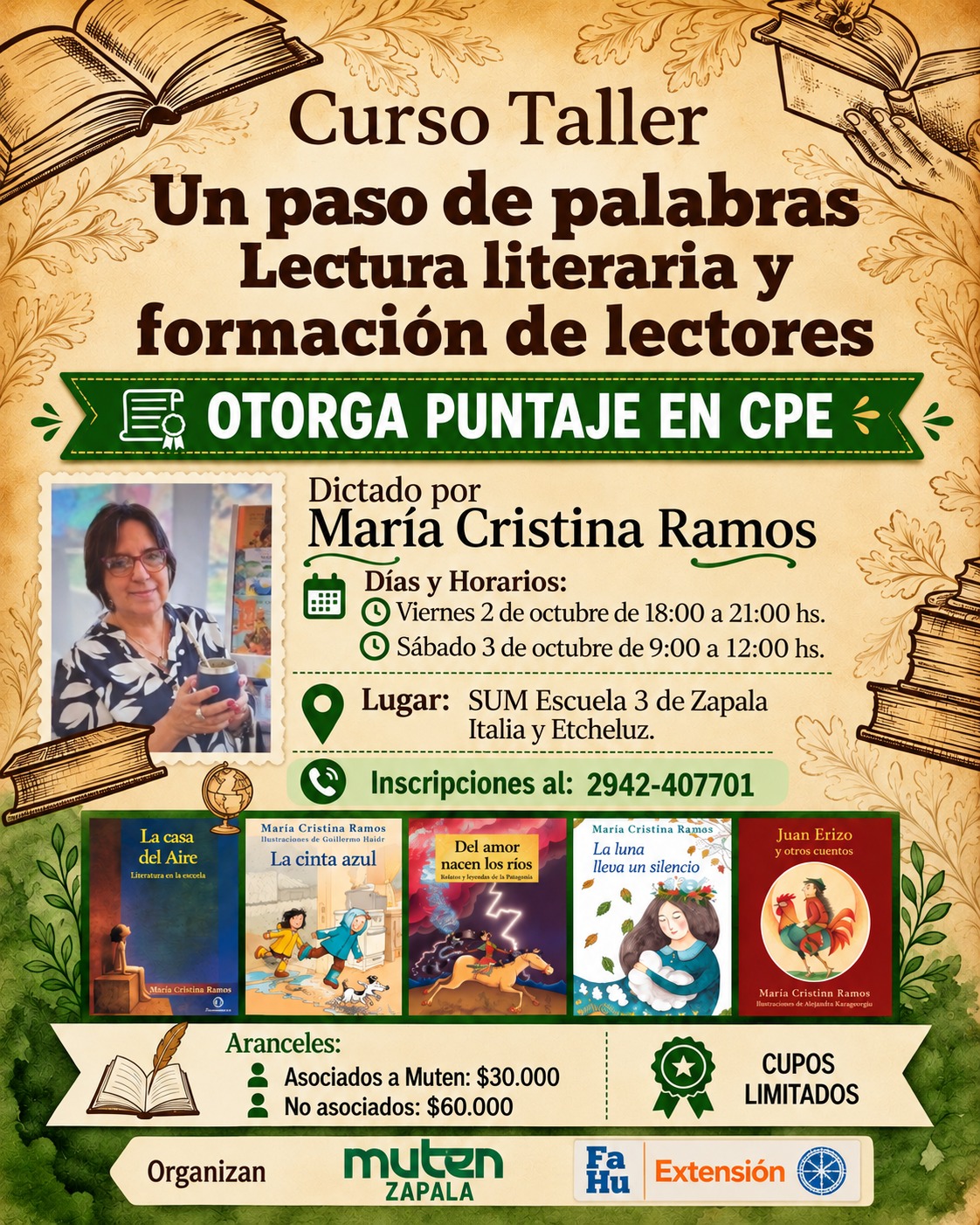 Flyer Curso Taller Un Paso de Palabras Zapala